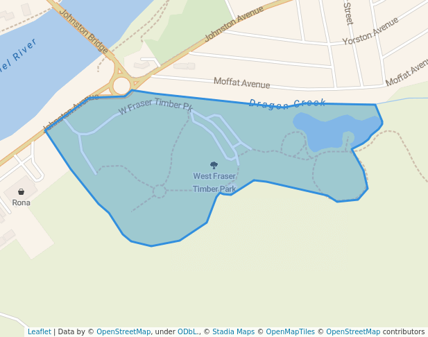 walking in West Fraser Timber Park map in Quesnel