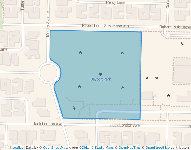 walking in Bayport Park map in Alameda