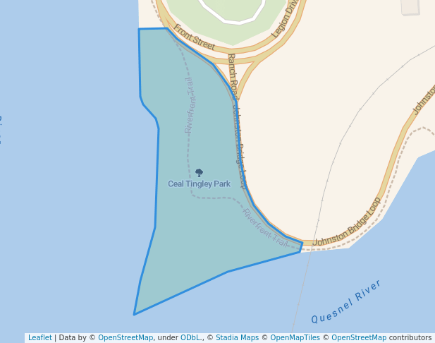 walking in Ceal Tingley Park map in Quesnel