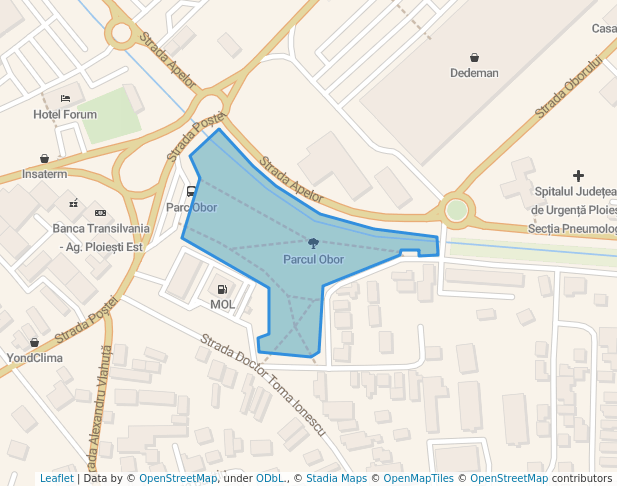 walking in Parcul Obor map in Ploiești