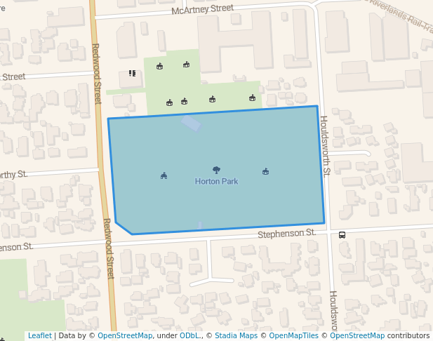 walking in Horton Park map in Blenheim
