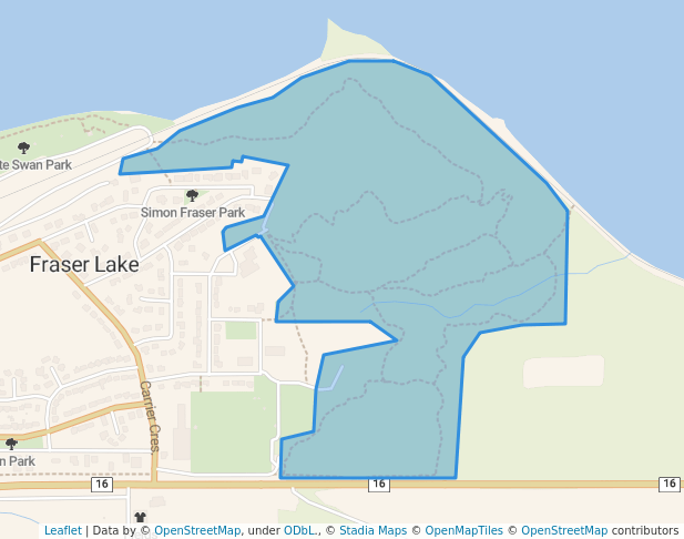 walking in Mouse Mountain Park map in Fraser Lake