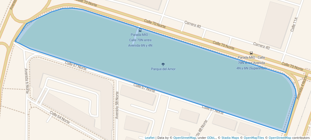 walking in Parque del Amor map in Cali