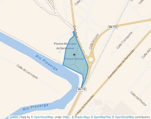 walking in Parque Remuel map in Santovenia de Pisuerga