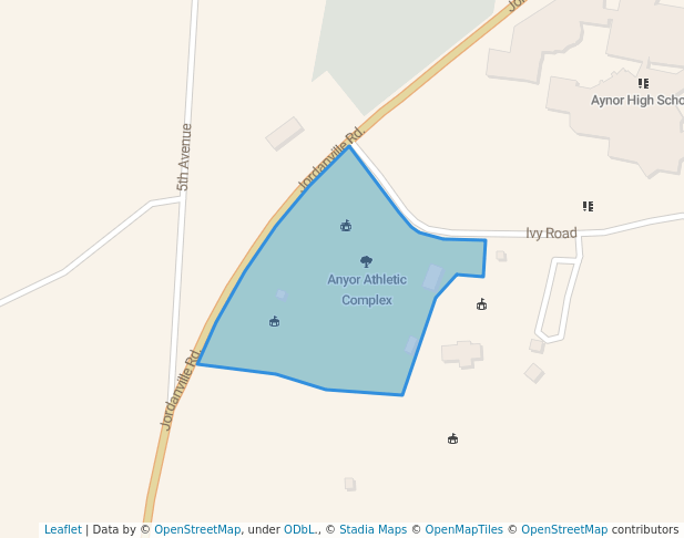 walking in Anyor Athletic Complex map in Aynor