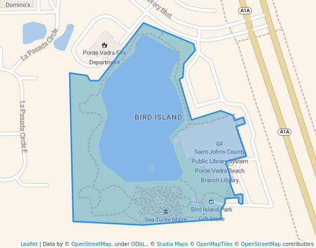 walking in Bird Island Park map in Ponte Vedra Beach