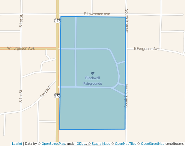 walking in Blackwell Fairgrounds map in Blackwell