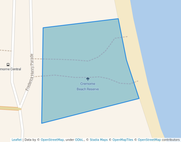 walking in Cremorne Beach Reserve map in Cremorne