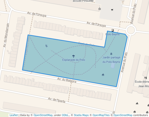 walking in Esplanade du Polo map in Bayonne