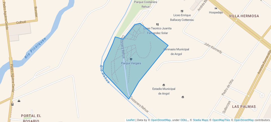 walking in Parque Vergara map in Angol