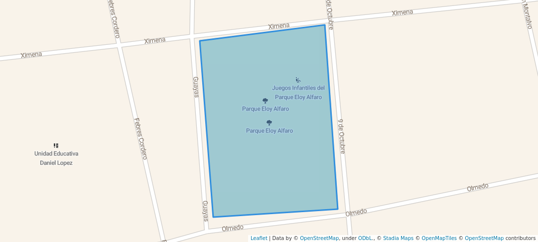 walking in Parque Eloy Alfaro map in Jipijapa