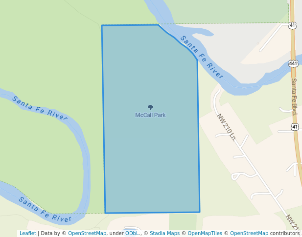 walking in McCall Park map in High Springs