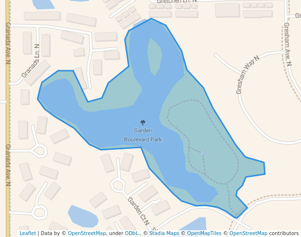walking in Garden Boulevard Park map in Oakdale