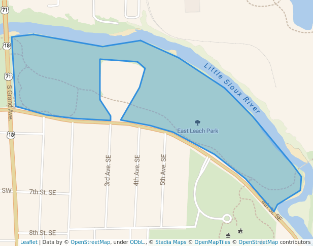 walking in East Leach Park map in Spencer