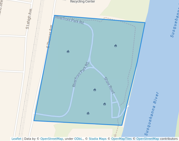 walking in Riverfront Park map in Sayre