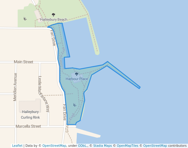 walking in Harbour Place map in Temiskaming Shores