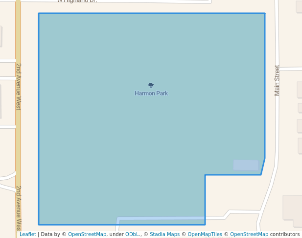 walking in Harmon Park map in Williston