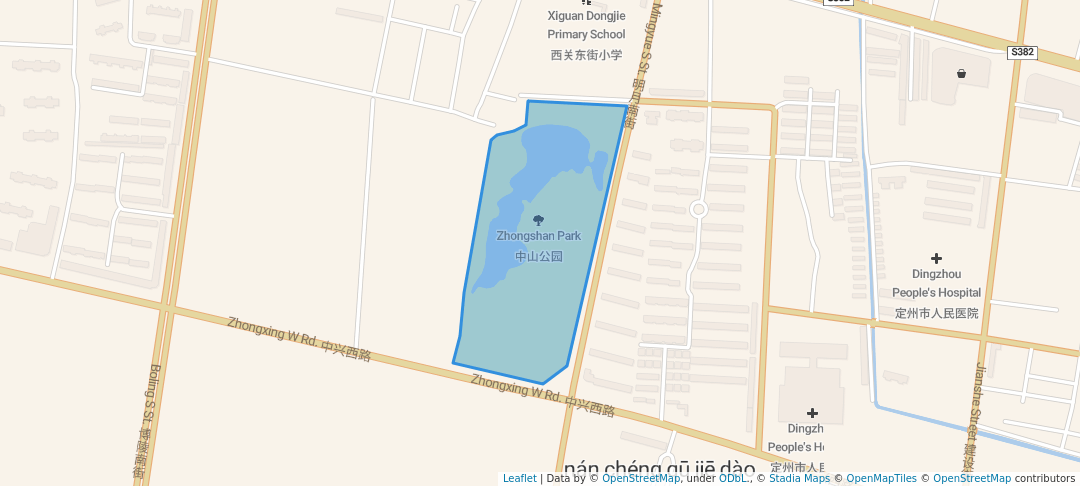 walking in Zhongshan Park map in Bao Ding Shi