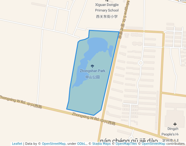 walking in Zhongshan Park map in Bao Ding Shi