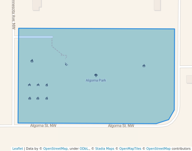 walking in Algoma Park map in Bemidji