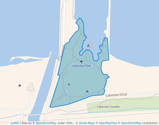 walking in Lakeview Park map in Belle River