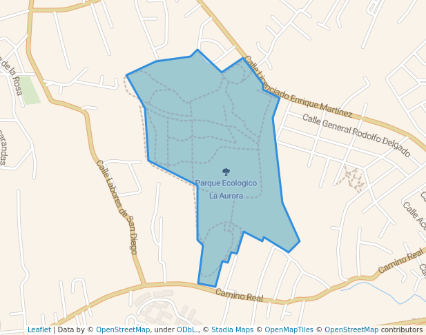 walking in Parque Ecologico La Aurora map in Saltillo