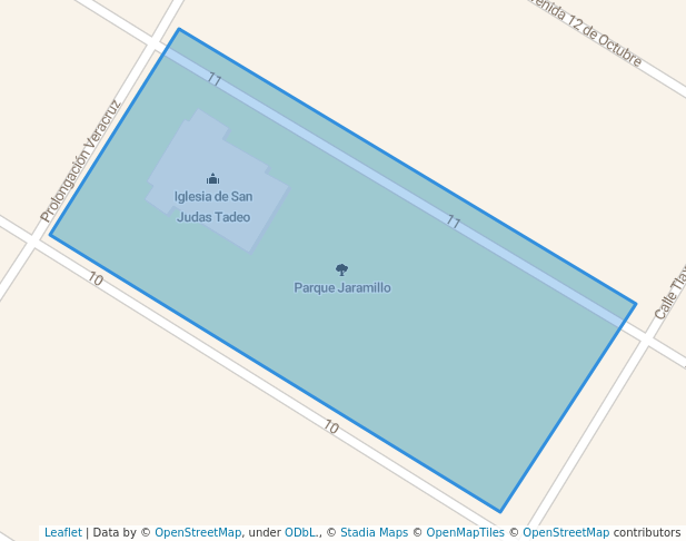 walking in Parque Jaramillo map in Los Mochis