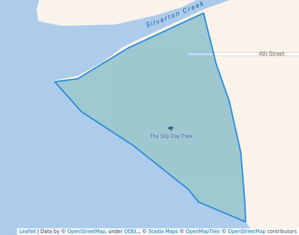 walking in The Slip Day Park map in Silverton