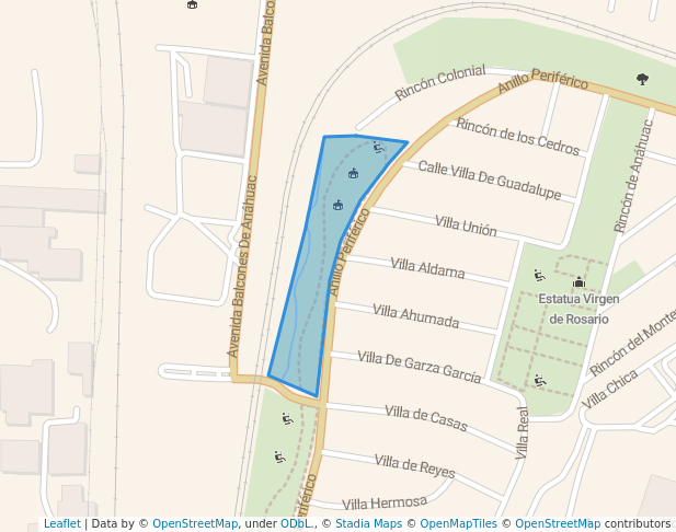 walking in Parque Lineal Villas de Anahuac map in San Nicolás de los Garza