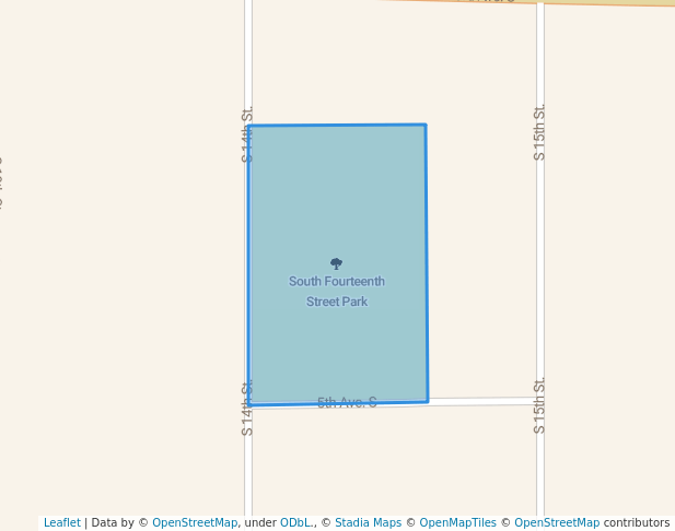 walking in South Fourteenth Street Park map in Estherville