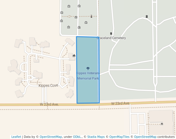 walking in Kippes Veterans Memorial Park map in Mitchell
