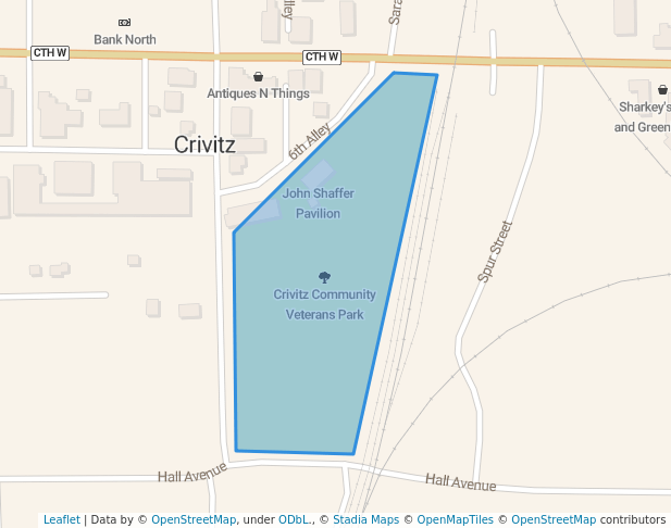 walking in Crivitz Community Veterans Park map in Crivitz