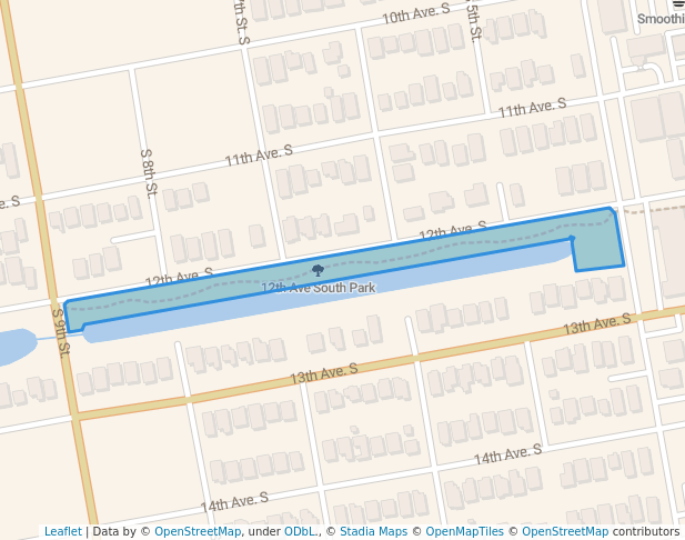 walking in 12th Ave South Park map in Jacksonville Beach