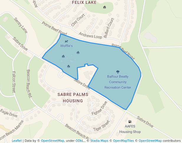 walking in Balfour Beatty Community Recreation Center map in Tyndall Air Force Base