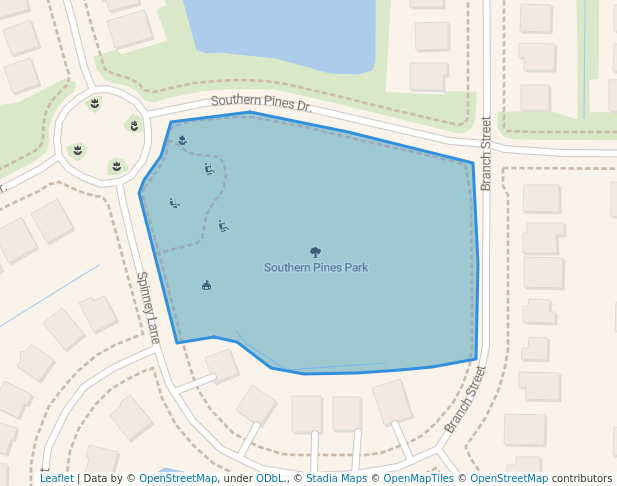 walking in Southern Pines Park map in Whiteland
