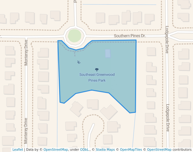 walking in Southeast Greenwood Pines Park map in Whiteland