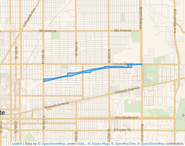 walking in National Road Heritage Trail map in Terre Haute