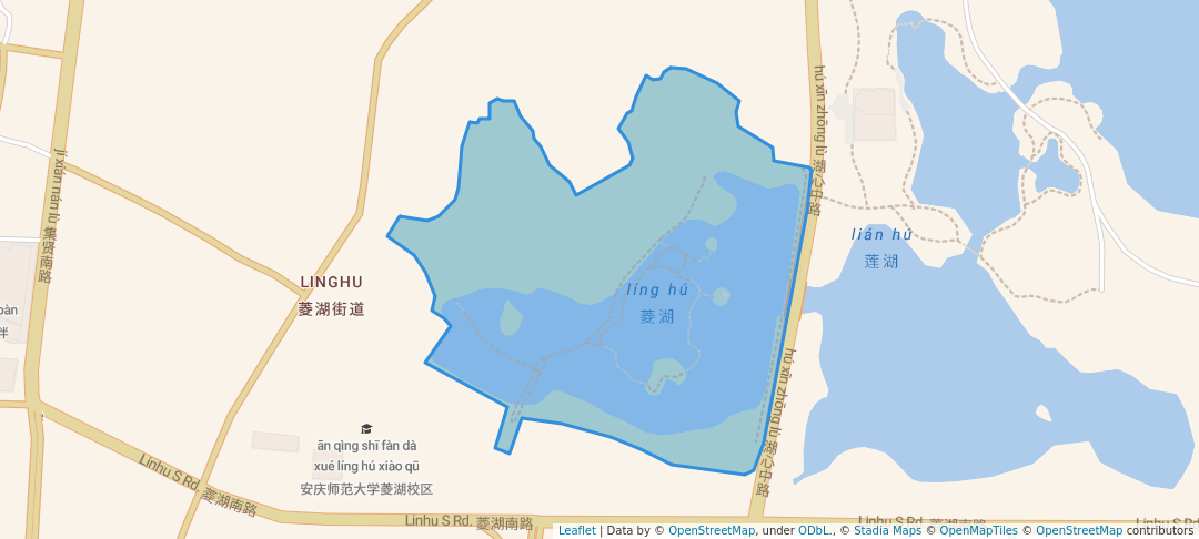 walking in 菱湖公园 map in An Qing Shi