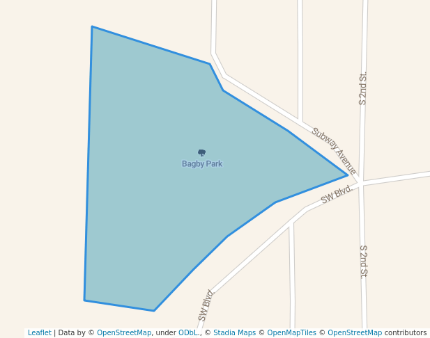 walking in Bagby Park map in Blackwell