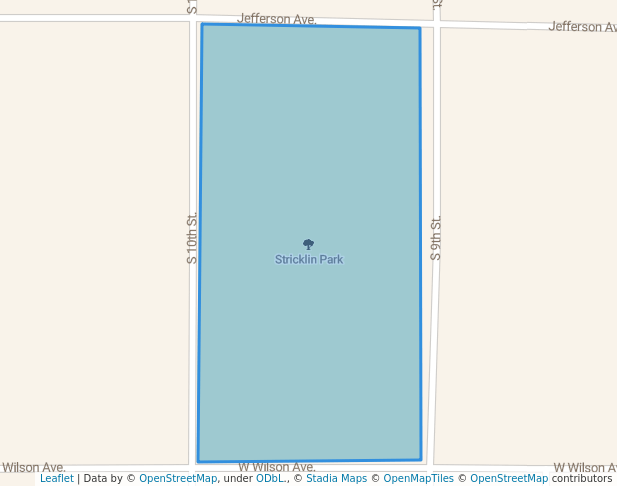 walking in Stricklin Park map in Blackwell