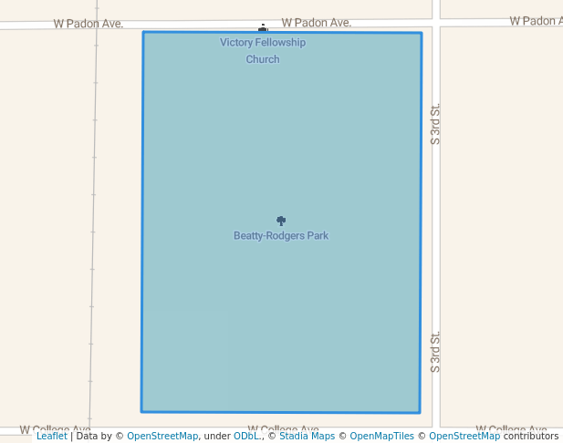 walking in Beatty-Rodgers Park map in Blackwell