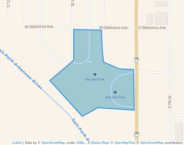 walking in Ray See Park map in Tonkawa