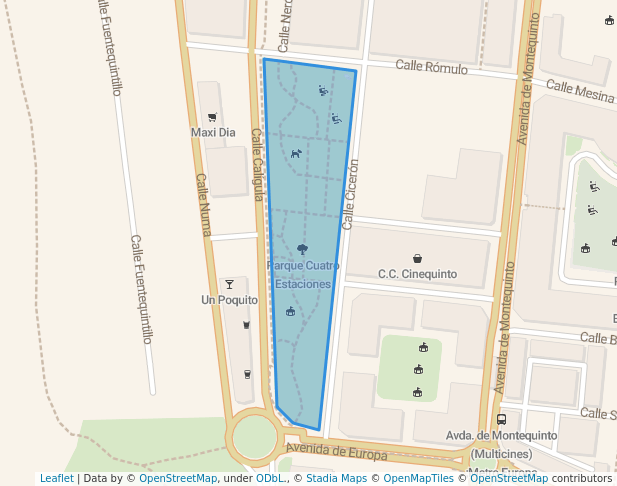 walking in Parque Cuatro Estaciones map in Dos Hermanas