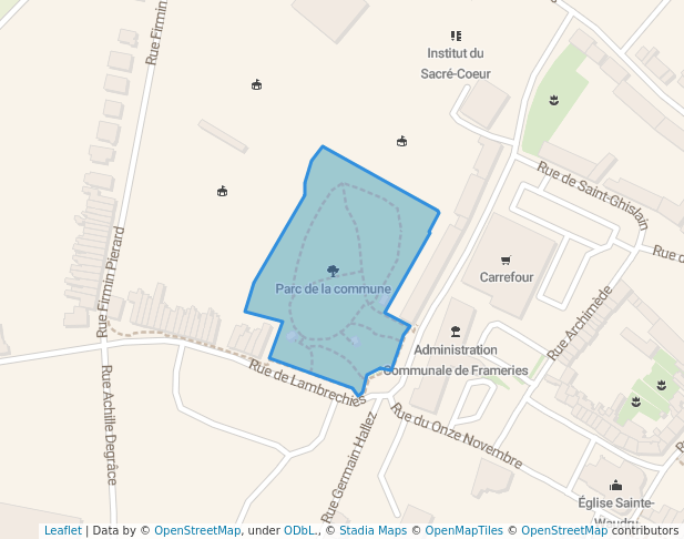 Parc de la commune in Frameries | Map and Routes