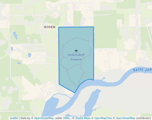 walking in Hickory Bluff Preserve map in Osteen