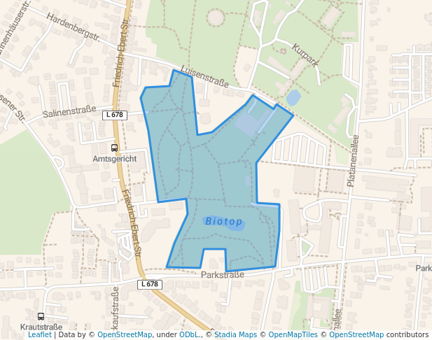 walking in Kurpark map in Unna