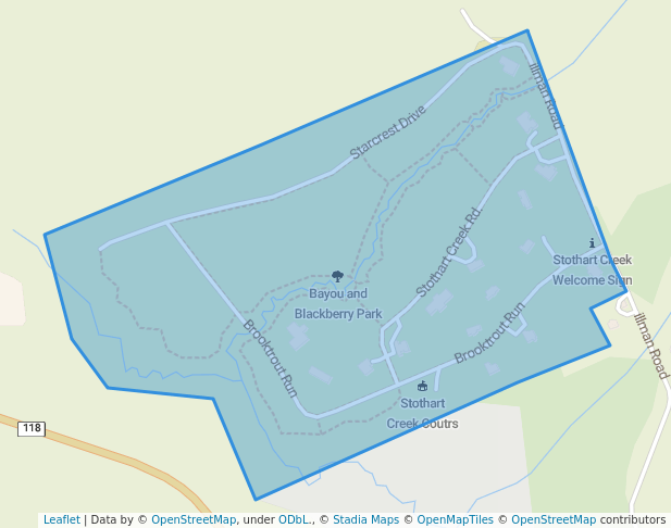 walking in Bayou and Blackberry Park map in Haliburton