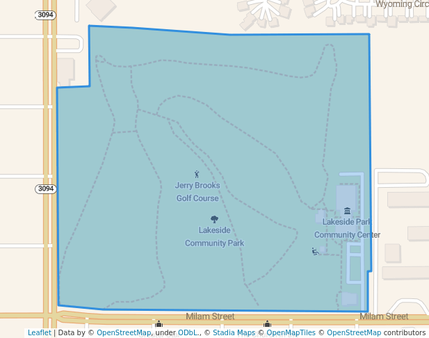 walking in Lakeside Community Park map in Shreveport