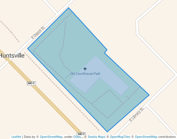 walking in Old Courthouse Park map in Huntsville