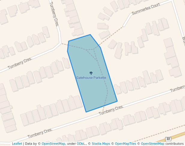 walking in Gatehouse Parkette map in Courtice